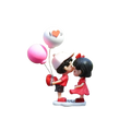 Cute couple car dashboard resin ornament featuring red and black figurines kissing with pink balloons and an orange heart balloon