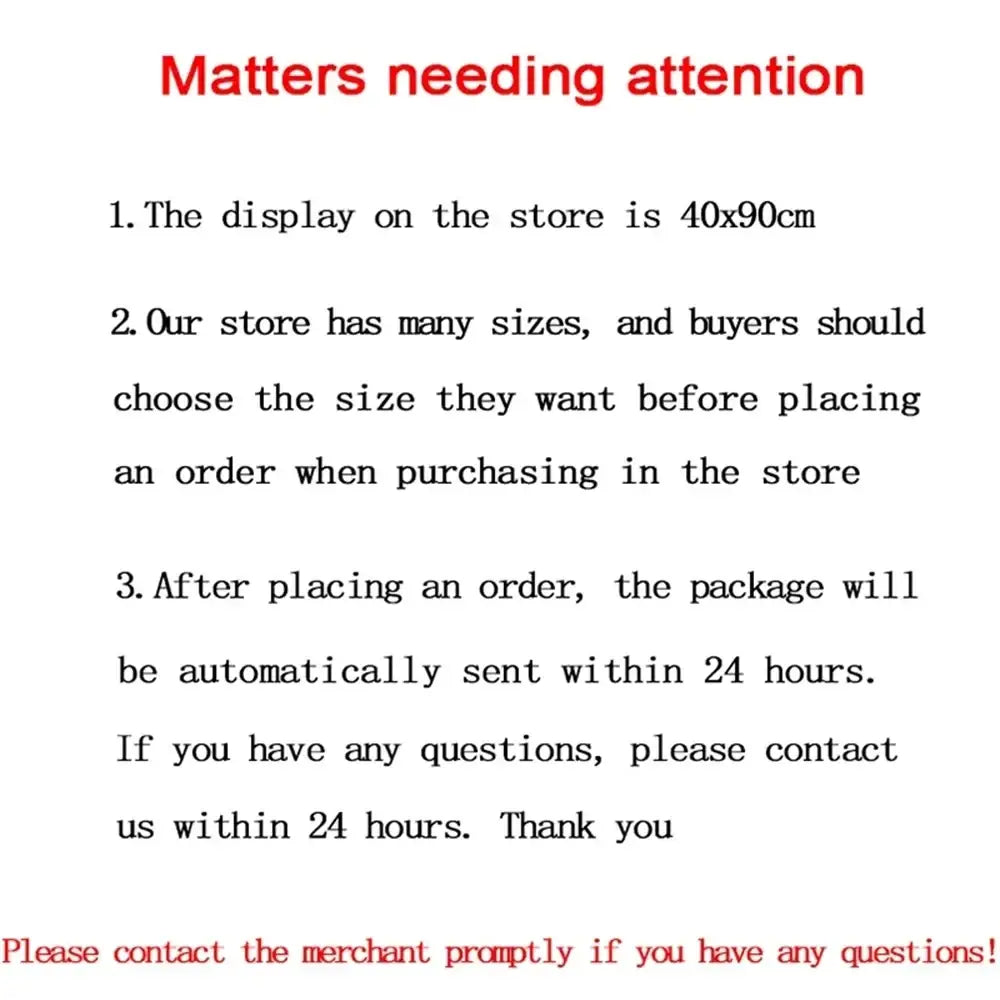 Red text on white background details matters needing attention for cute puppy gaming mouse pad large desk mat including size and shipping with advice to store in a ventilated place