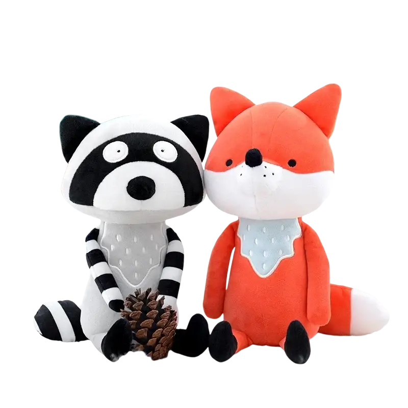 Cute stuffed animal fox plush toy 33cm in soft fabric with orange and white colors featuring a friendly design
