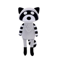 Cute stuffed animal fox plush toy 33cm with soft gray body and black and white striped raccoon arms legs and tail