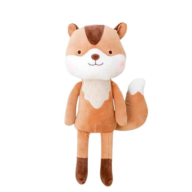 Cute stuffed animal fox plush toy 33cm with tan and white soft fabric body and embroidered facial features