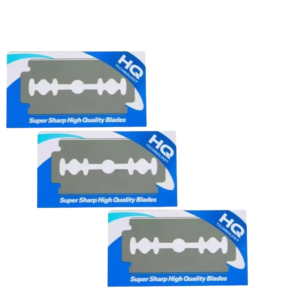 Three packs of hq technology super sharp stainless steel double edge cutting razor blades for hair cutting razor use