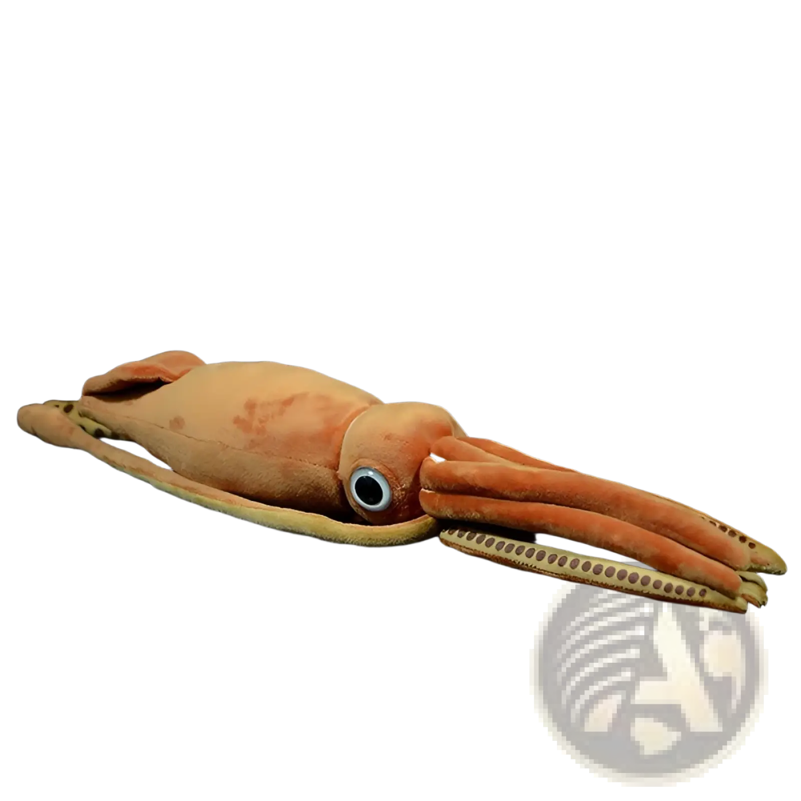Cuttlefish plush stuffed animal toy 32cm with soft textured fabric body and detailed eyes in orange color