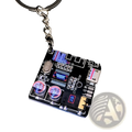 Black cyberpunk led circuit board keychain pendant with silver chain and blue led display for tech enthusiasts
