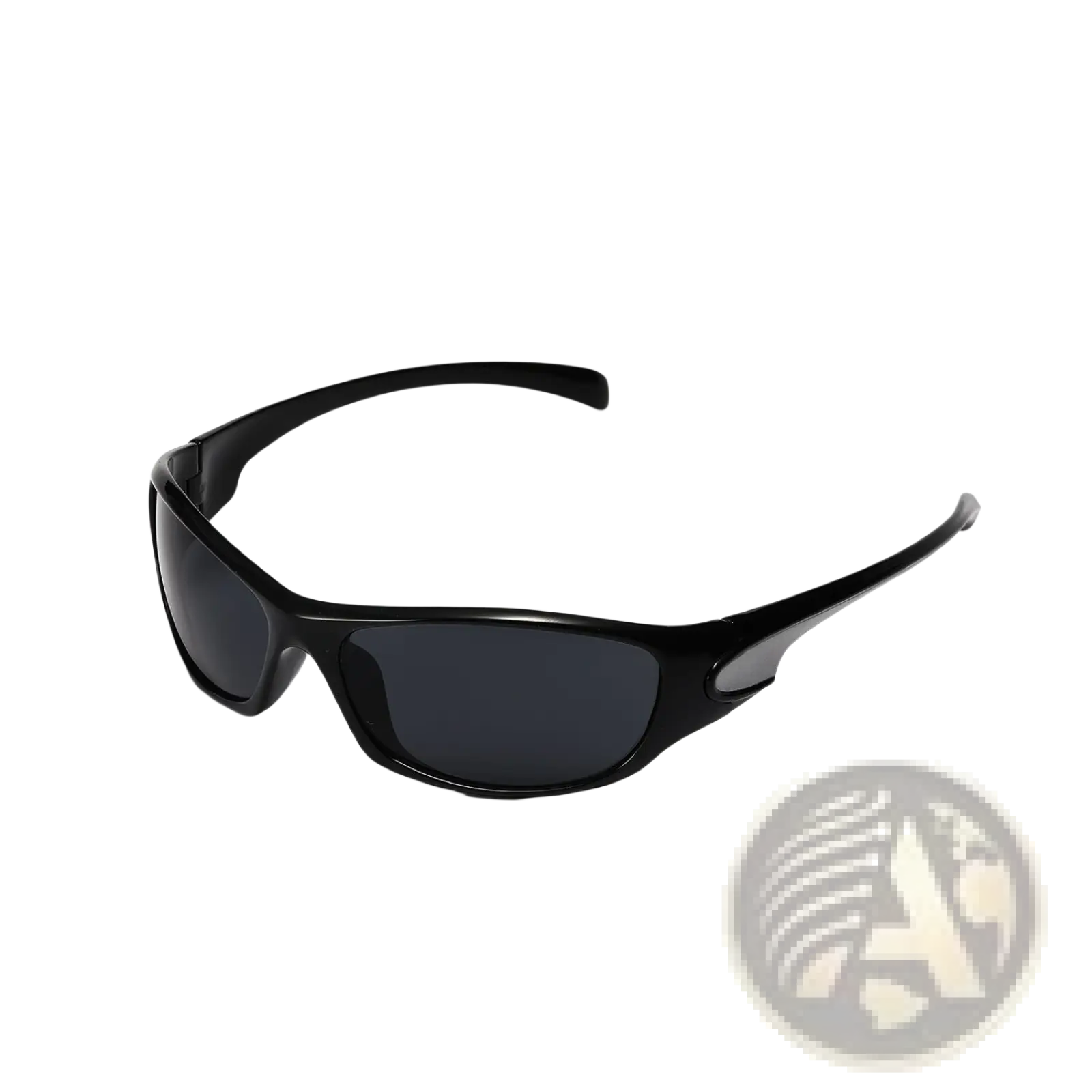 Black plastic-framed cyberpunk metallic shield sunglasses with dark gray pc lenses for stylish eye protection