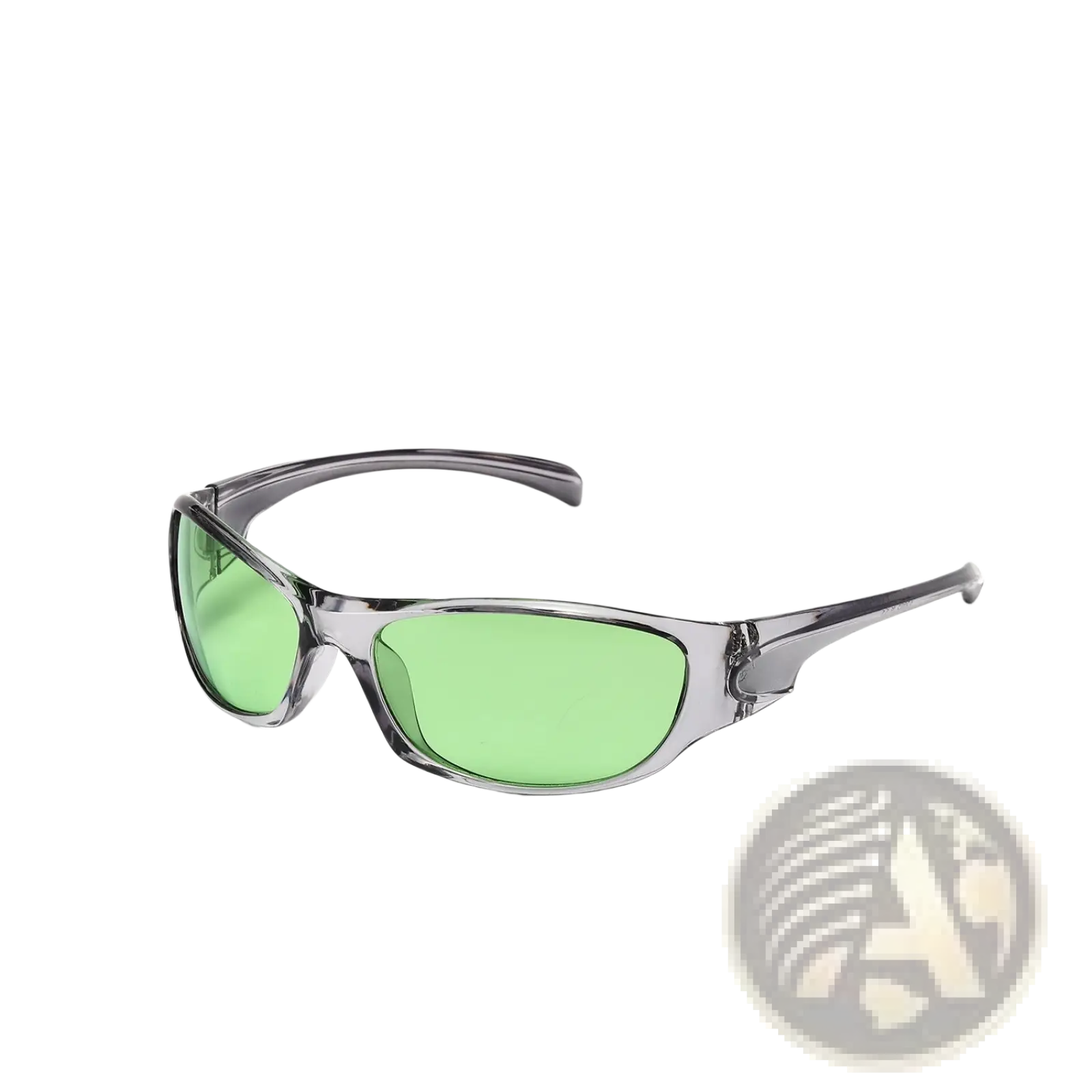 Cyberpunk metallic shield sunglasses with gray frame and vibrant green pc lenses for stylish eye protection