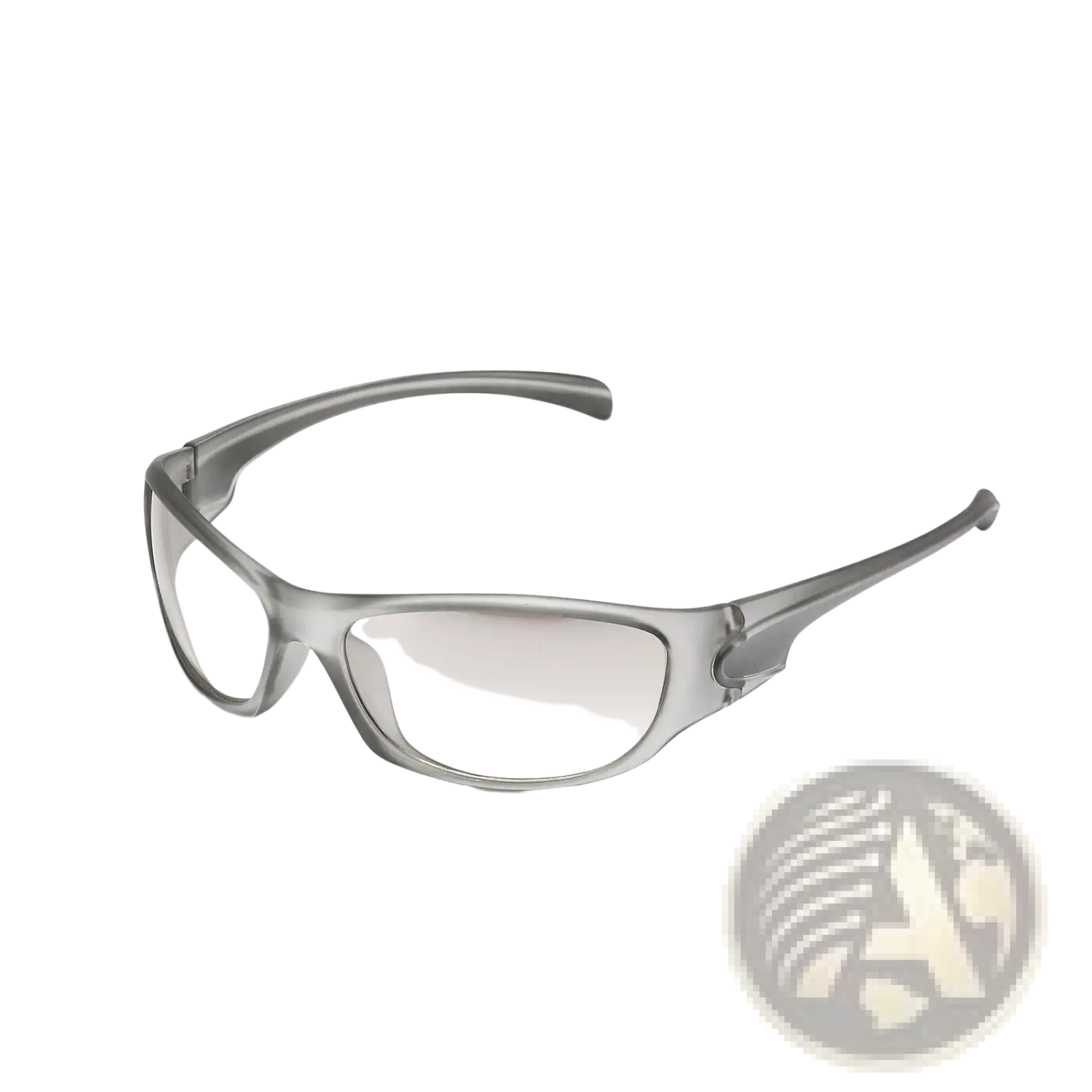 Gray translucent safety glasses with clear pc lenses and a sleek modern design from the Cyberpunk Metallic Shield series
