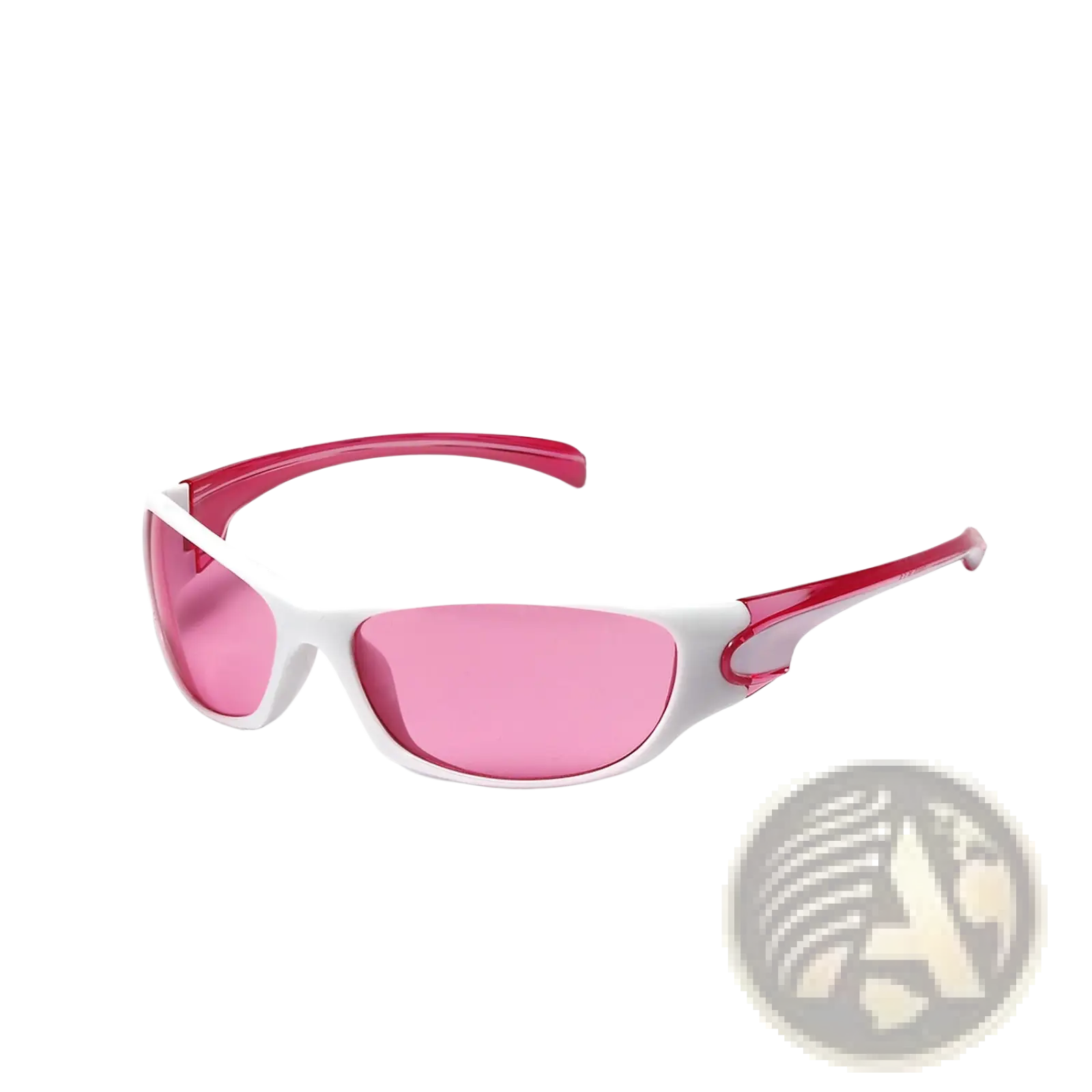 Cyberpunk metallic shield sunglasses with pc lenses featuring a sleek pink and white sport design