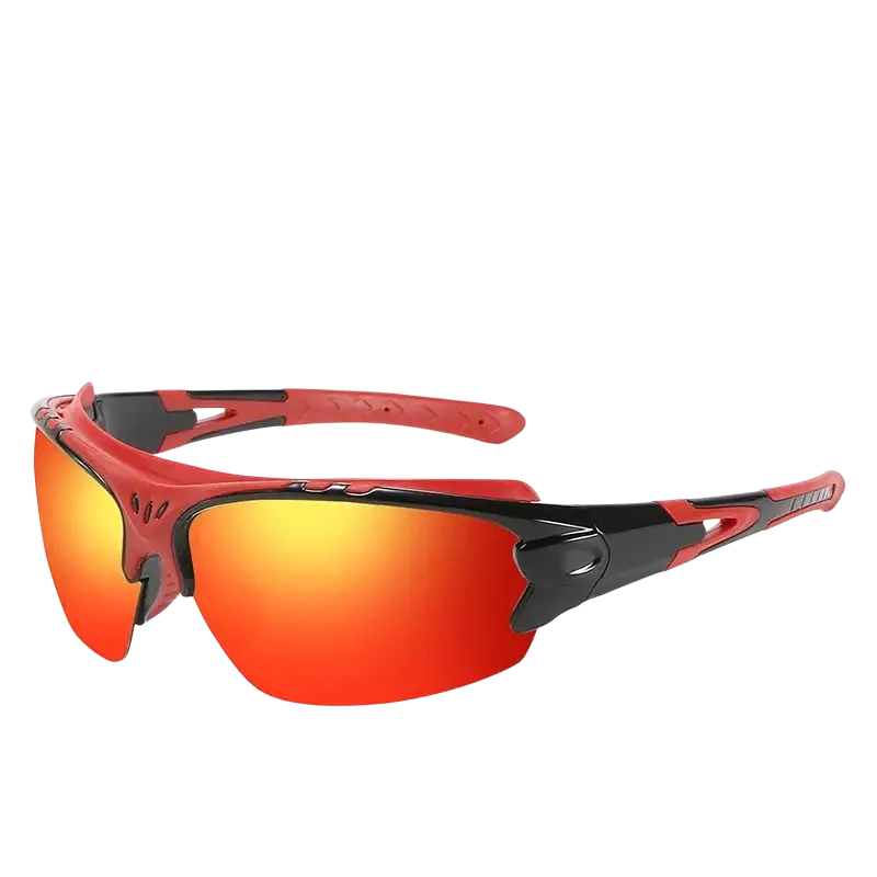 Red and black polarized cycling glasses with reflective orange lenses suitable for men and women sports sunglasses fishing