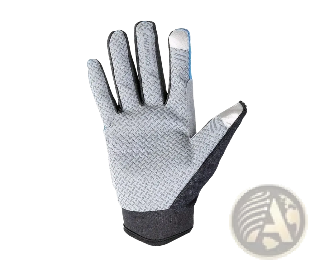 Cycling gloves touchscreen full finger outdoor sports with gray and black textured palm and reinforced fingertips for grip