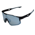 Black and gray cycling sunglasses with sleek aerodynamic frame designed for sports and outdoor riding