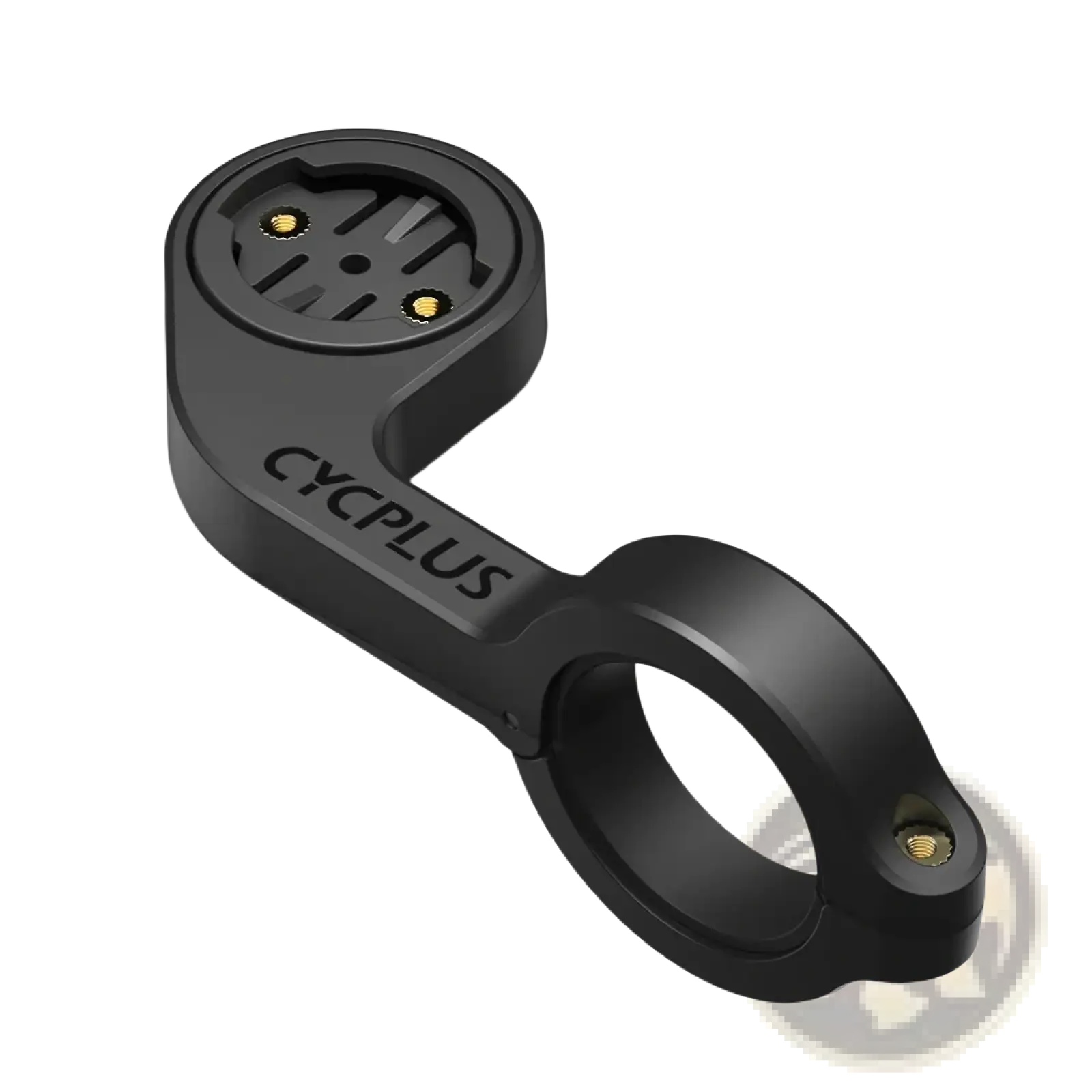 Black cycplus z1 outfront gps bike computer handlebar mount with circular top plate and gold-colored screws visible from back