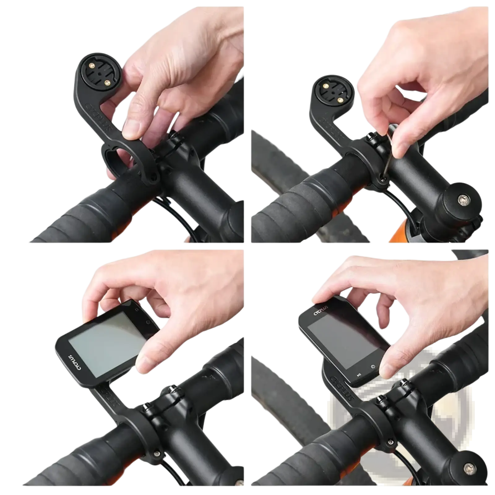 Black cycplus z1 outfront gps bike computer mount with adjustable clamp and integrated phone holder for cycling navigation