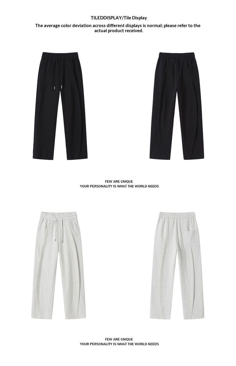 Schwarz-weiße Heavyweight-Sweatpants mit geradem Bein und Kordelzugbund, entworfen für einen lässigen Anlass
