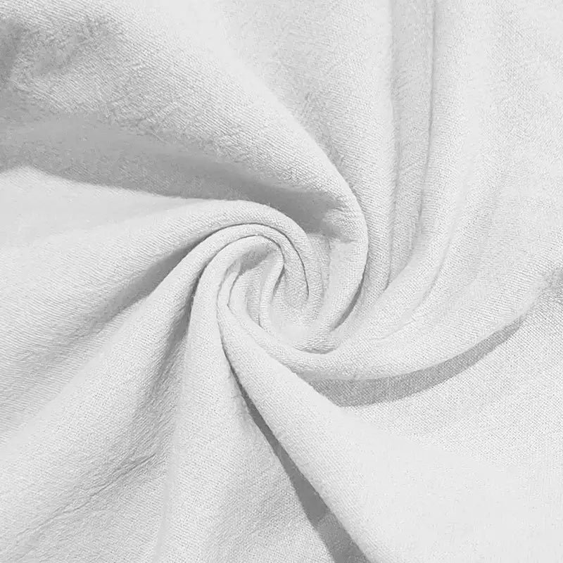 Men’s linen joggers casual drawstring pants feature white soft-textured fabric with a subtle woven pattern.