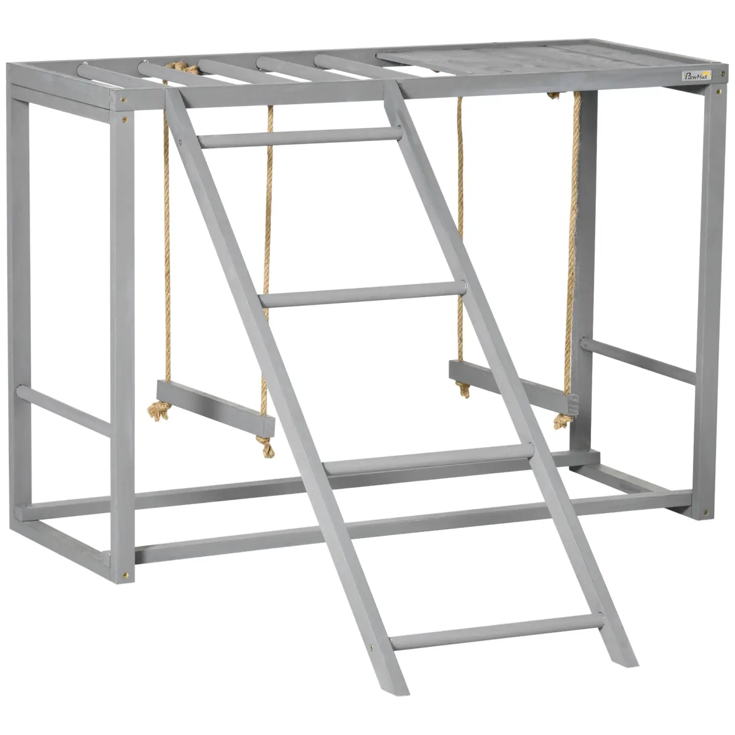 Juego de actividades para pollitos con columpio y escalera de madera