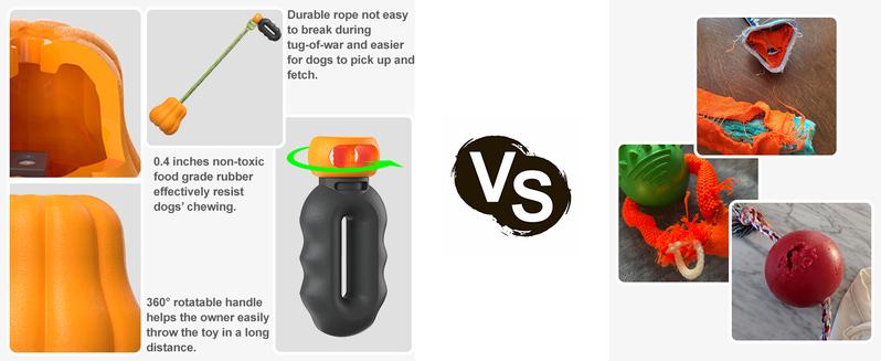 Dog Rope Fetch Toy for Aggressive Chewers Pumpkin Shape