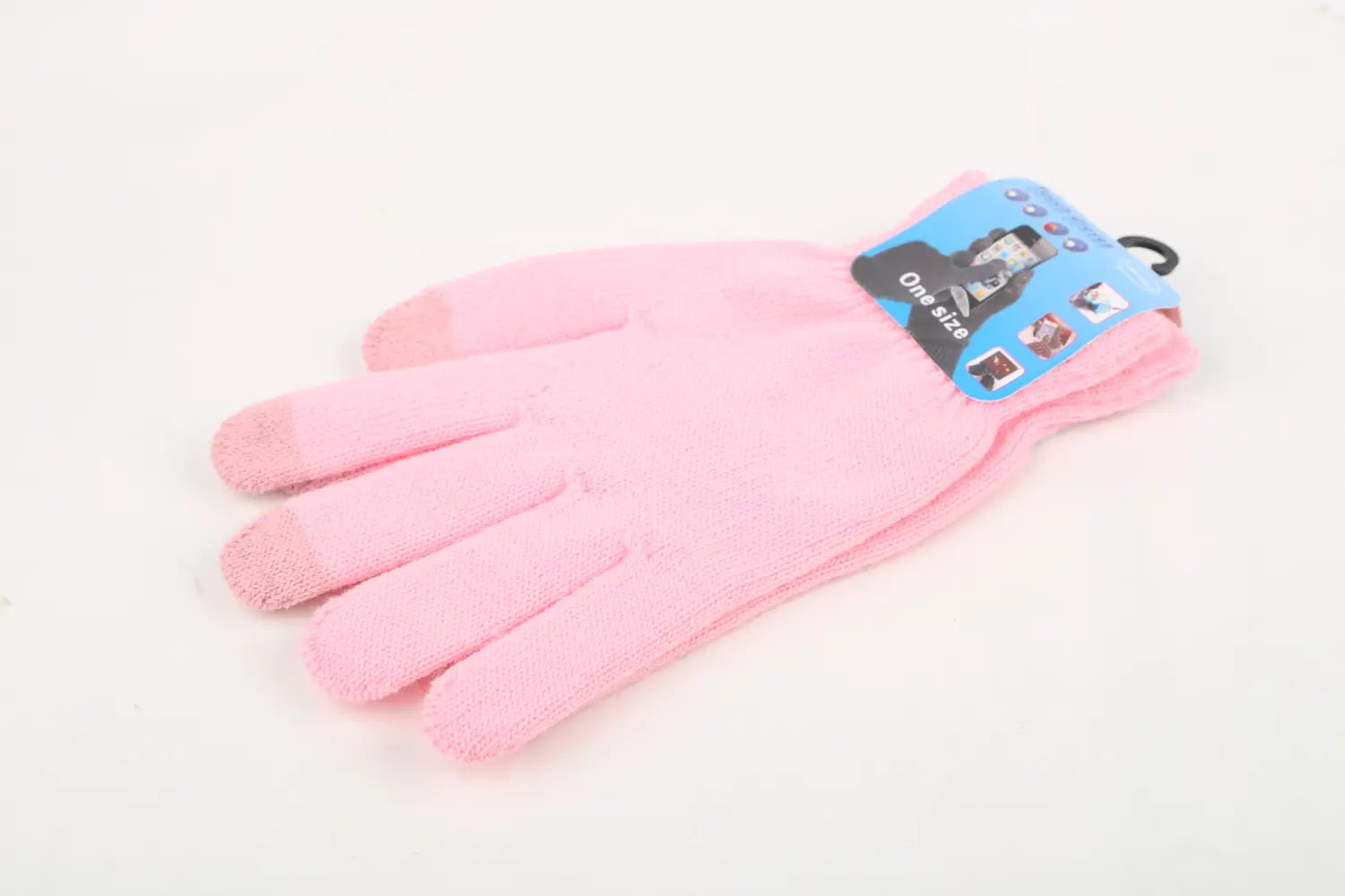 Rosa Touchscreen-Winterstrickhandschuhe mit weicher, flauschiger Struktur und verstärkten Fingerspitzen, ausgelegt für die unisex Nutzung