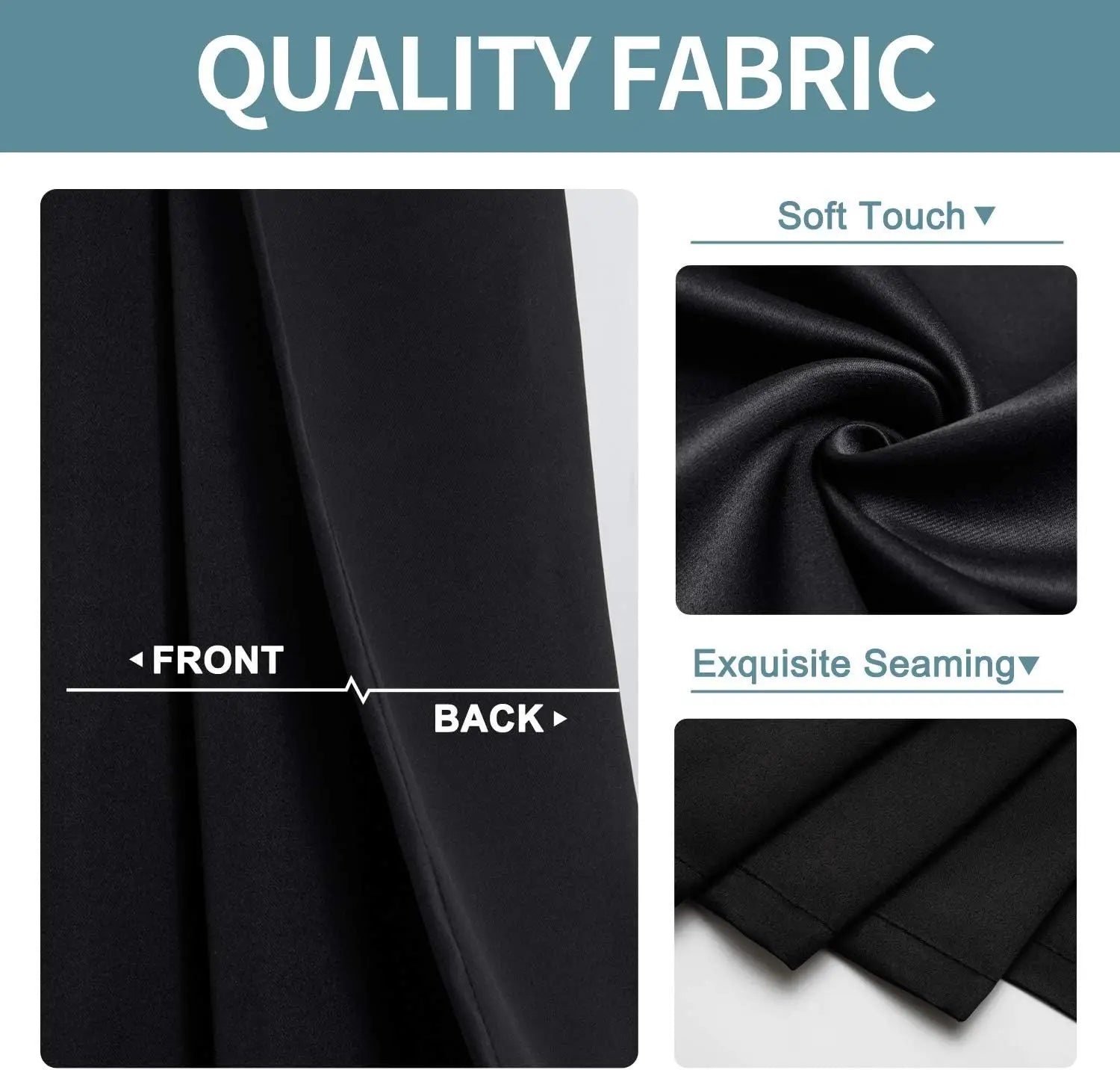 black fabric with a soft smooth texture and precise seam detailing from blackout curtains 3 layer eyelet pair cream 132x242cm