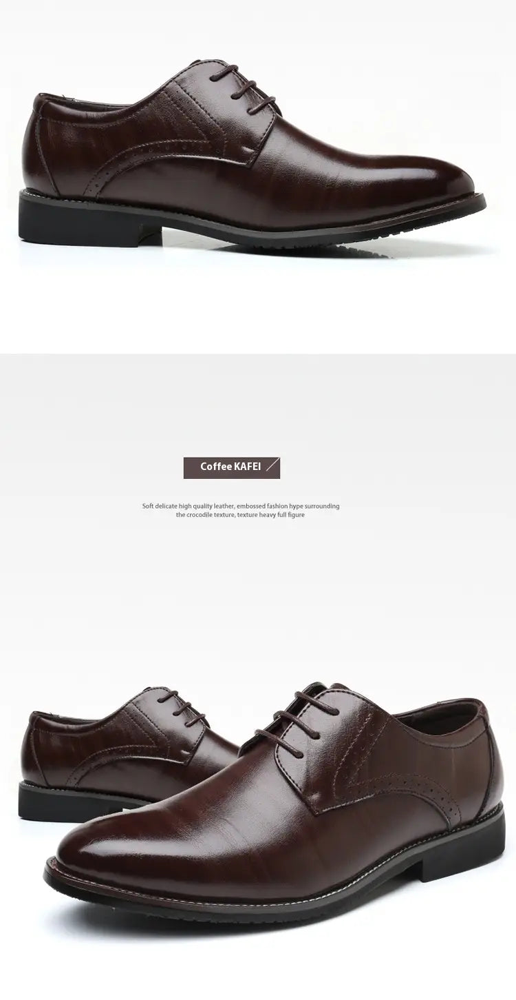 Chaussures habillées de type oxford en cuir pour homme, brogues, en cuir brun foncé, avec une finition polie et un design classique à laçage.