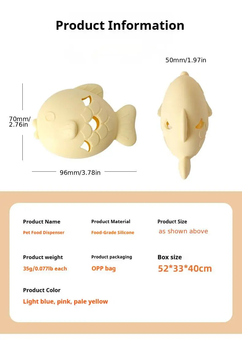 Fish Dog Treat Dispenser Silicone Slow Feeder Toy