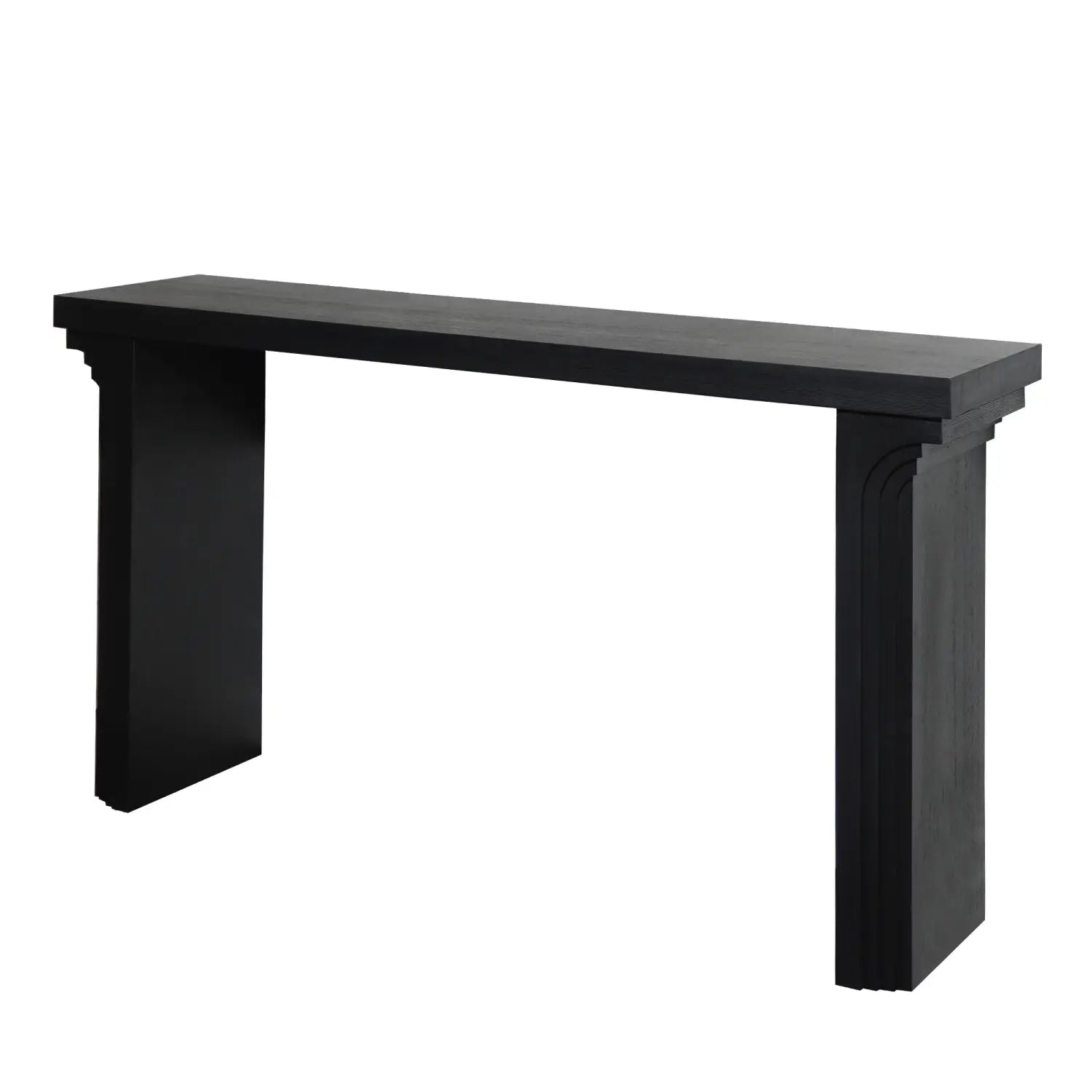 Black console table 58 inch modern wood entryway accent with sleek minimalist design and sturdy rectangular legs.