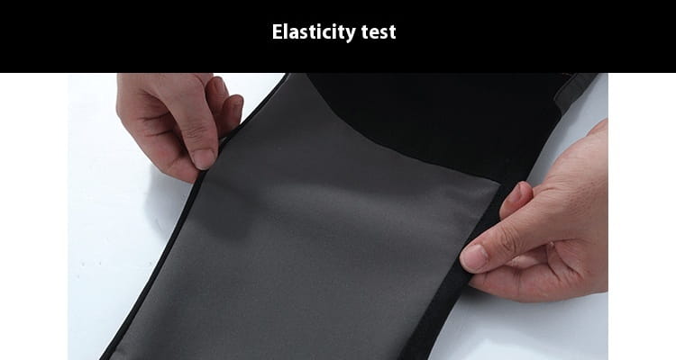 black elastic band with smooth stretchy texture used in men’s waterproof tactical hiking pants for enhanced flexibility and comfort.