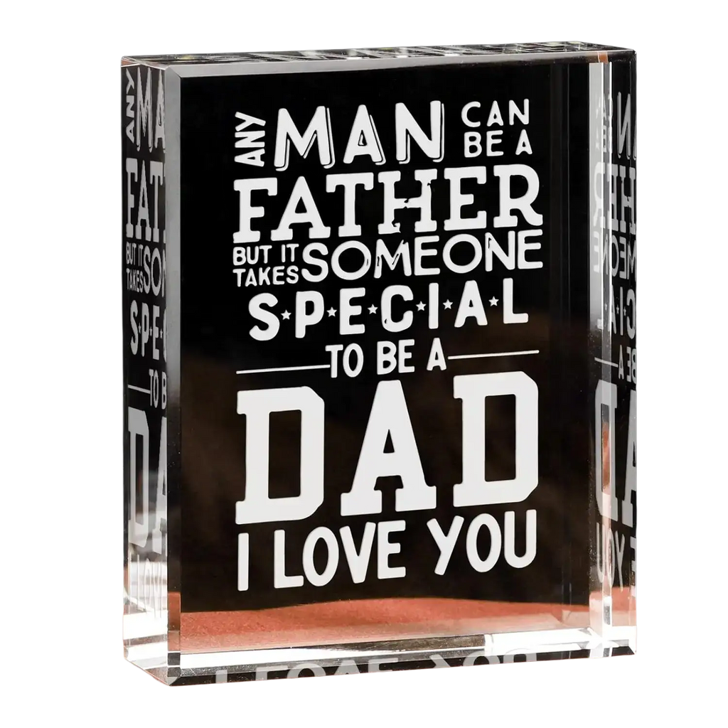 Clear acrylic block engraved with white heartfelt text dad acrylic block engraved birthday gift from daughter son
