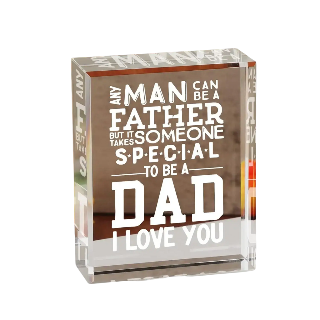 Clear acrylic dad acrylic block engraved with white text for birthday gift from daughter or son