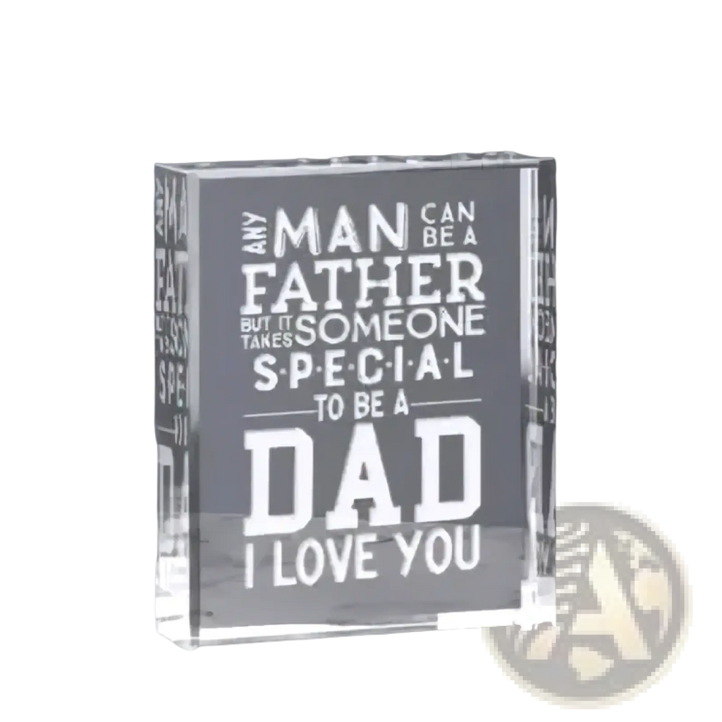 Clear acrylic block engraved with black text dad acrylic birthday gift from daughter son with special message