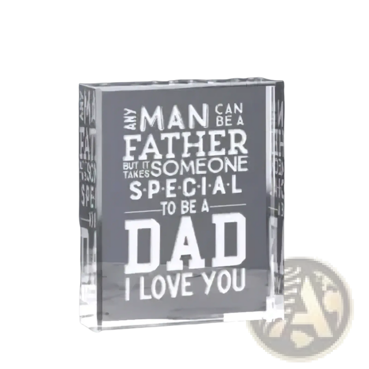 Clear acrylic block engraved with black text dad acrylic birthday gift from daughter son with special message