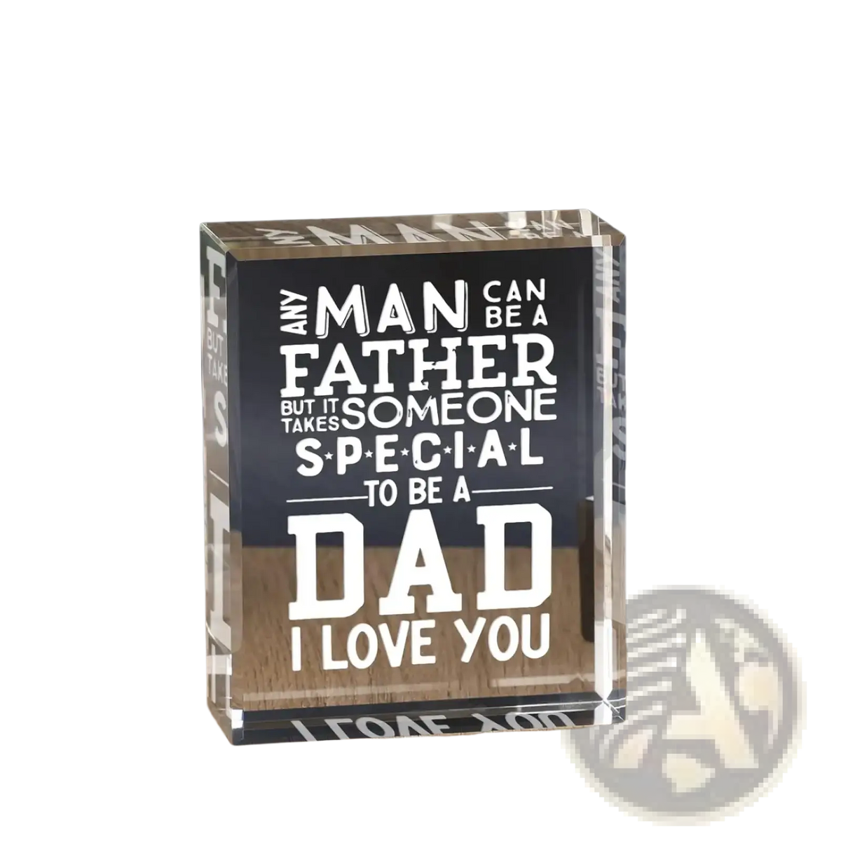 Clear acrylic block engraved with white text dad acrylic block engraved birthday gift from daughter son on black background