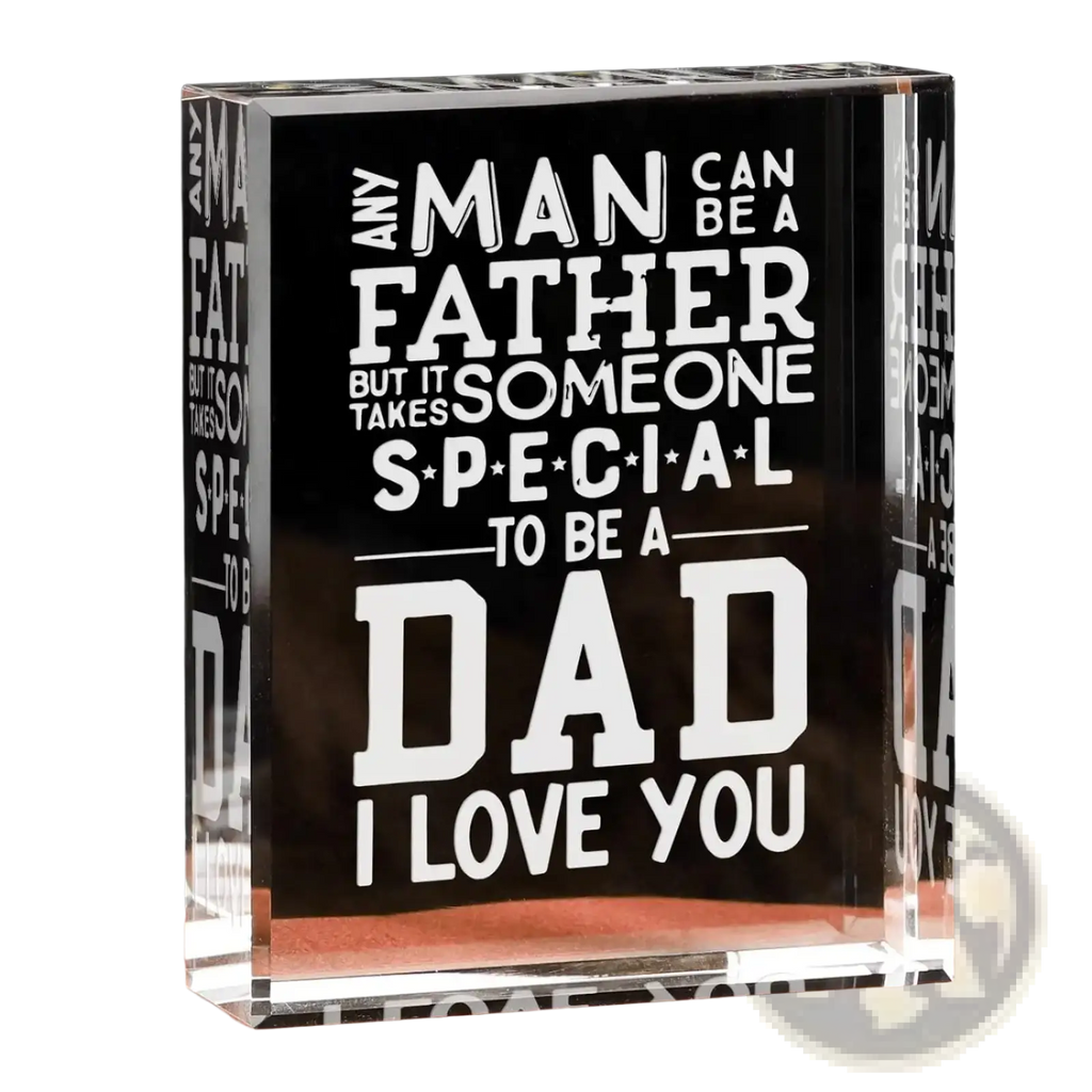 Clear acrylic block engraved with white heartfelt text dad acrylic block engraved birthday gift from daughter son