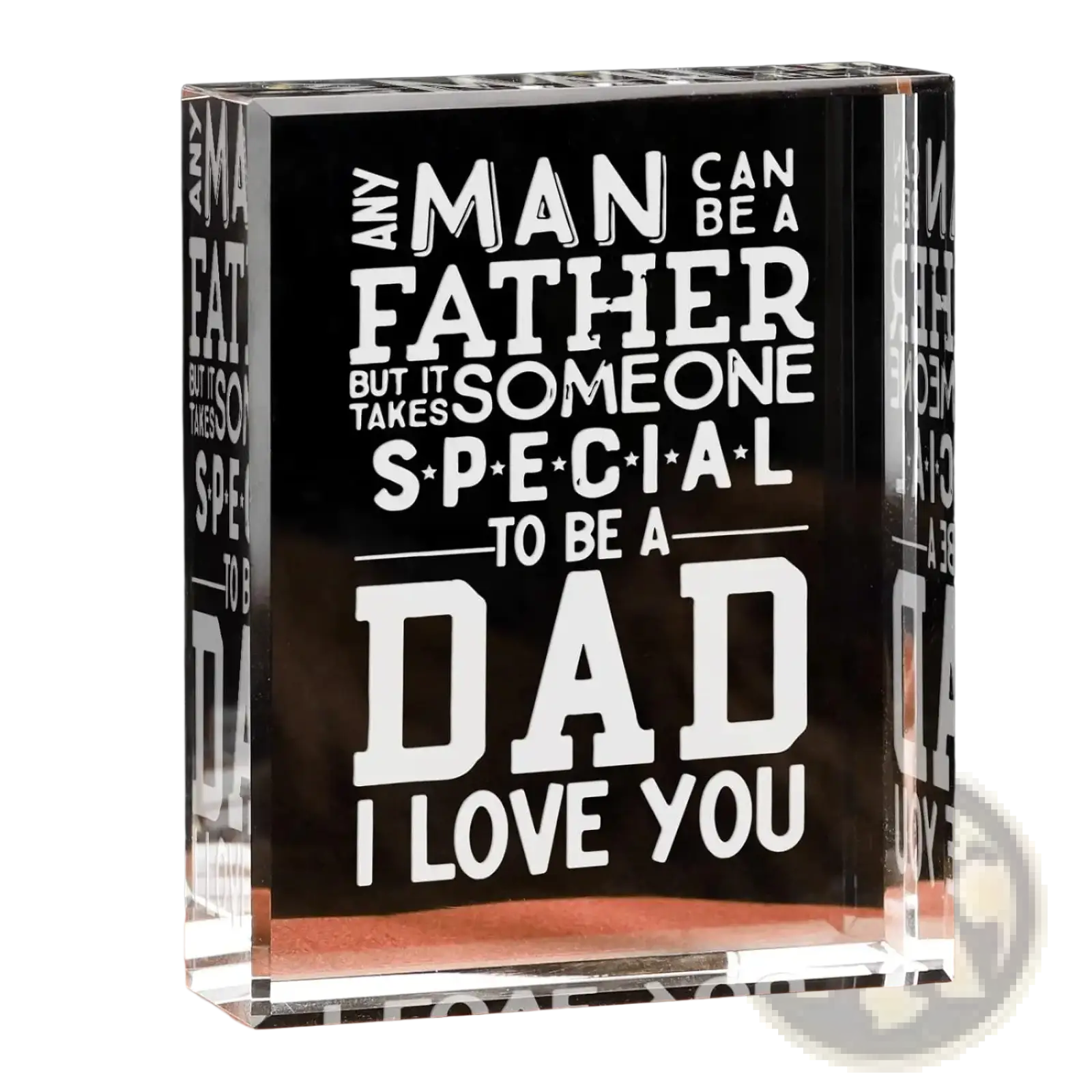 Clear acrylic block engraved with white heartfelt text dad acrylic block engraved birthday gift from daughter son
