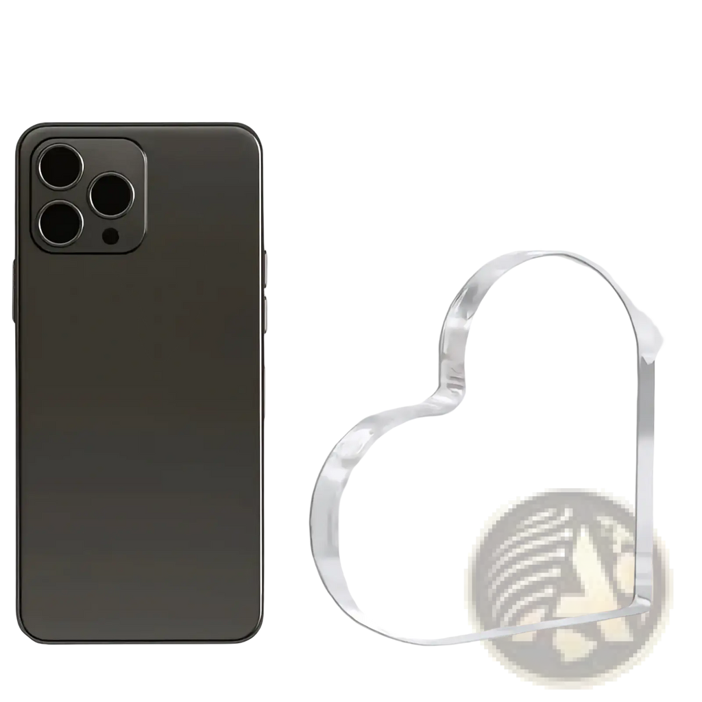Clear acrylic heart-shaped phone stand 10cm tall and wide dad heart plaque father child gift