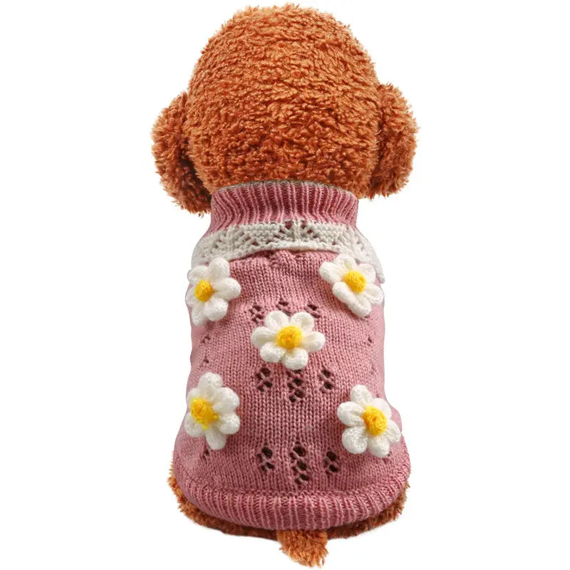 Jacquard Flower Pet Sweater Acrylic Dog Cat Knitwear