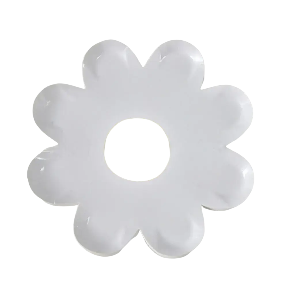 White plastic daisy-shaped wall light with yellow center for daisy paper plates 10 pack floral party tableware display