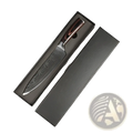 Elegant black-handled damascus chef knife 8 inch stainless steel slicing tool in a sleek gift box