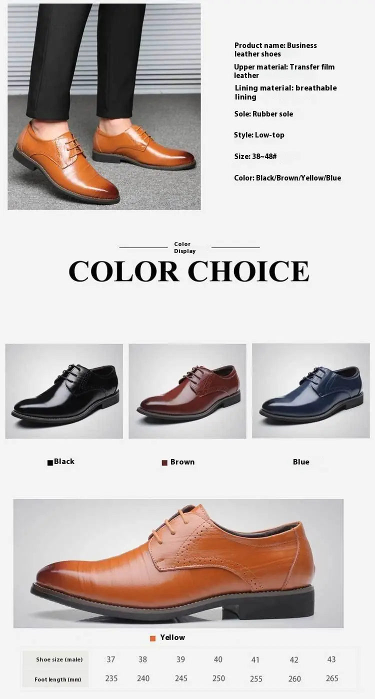 Men’s formal lace up plus size navy blue leather oxford shoe with polished finish and subtle brogue detailing.