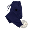 Navy blue dc shoes men’s joggers casual sweatpants featuring a black logo on the left thigh for everyday wear