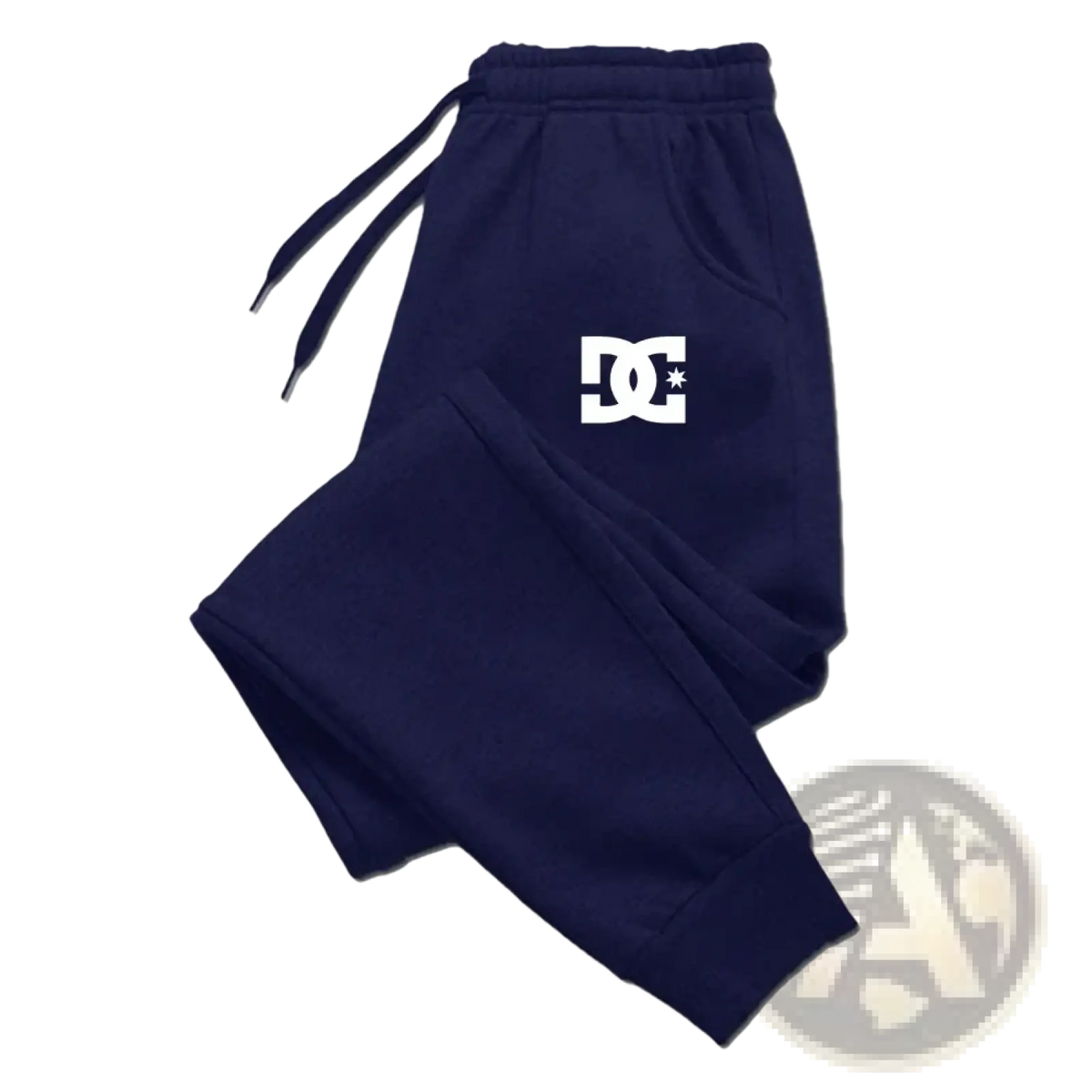 Navy blue dc shoes men’s joggers casual sweatpants featuring a white logo on the left thigh for comfortable wear