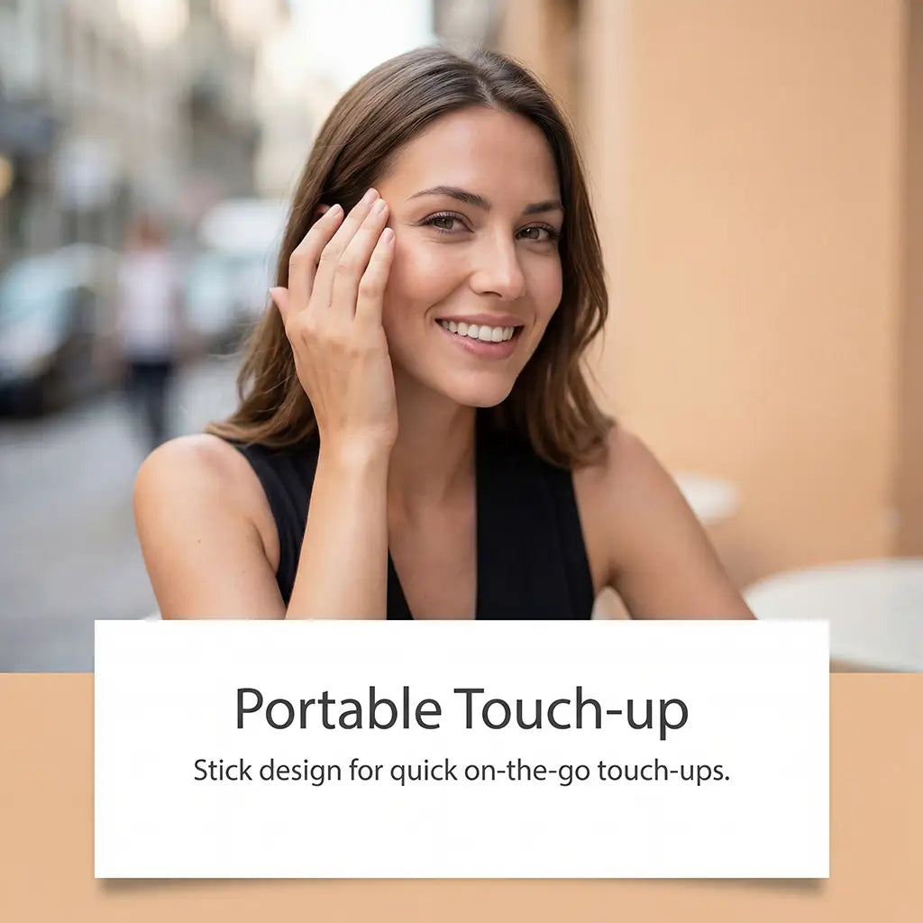 Portable foundation stick zephoco natural concealing makeup in beige for quick on-the-go touch-ups.