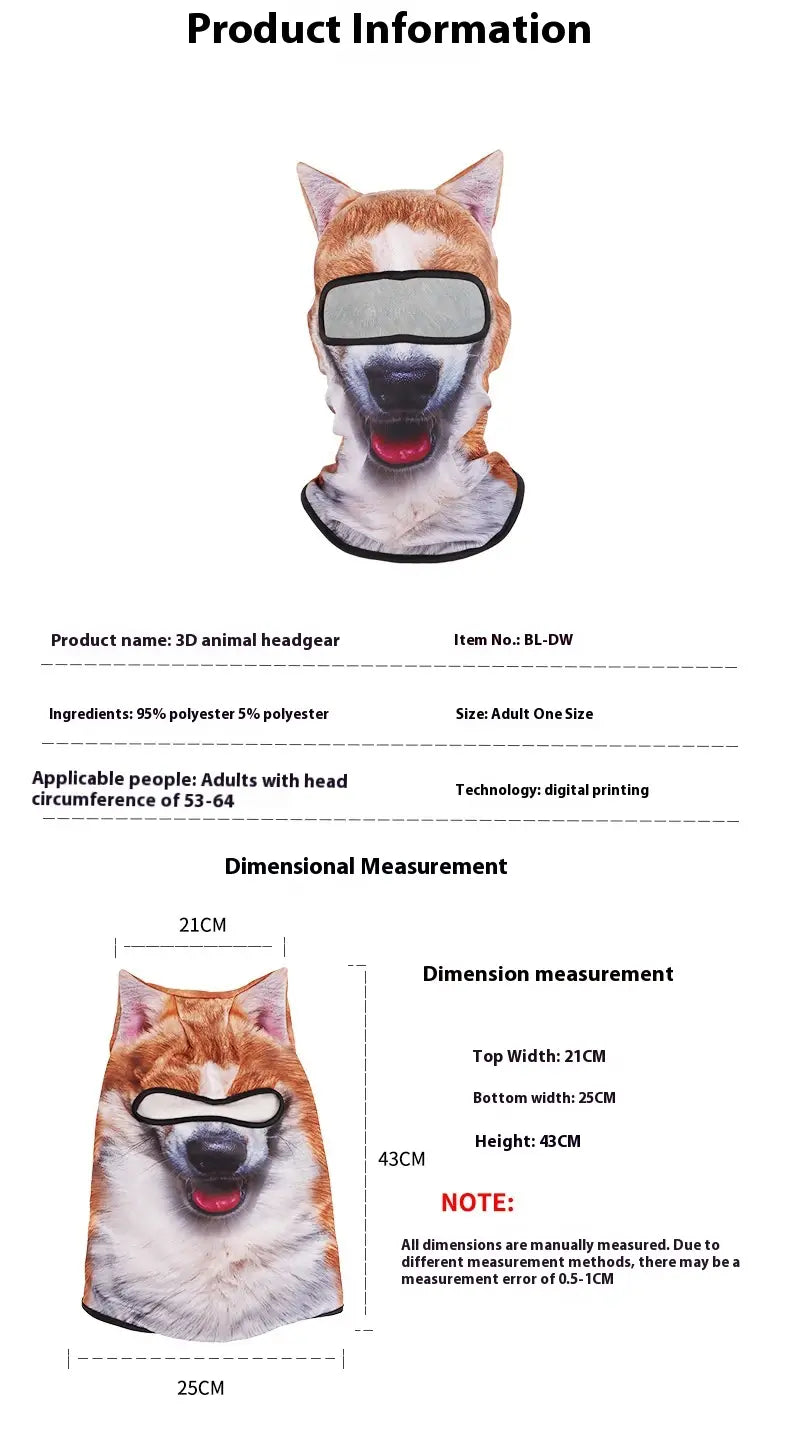 orange and white cat face 3d balaclava mask with black sunglasses designed for sun protection.