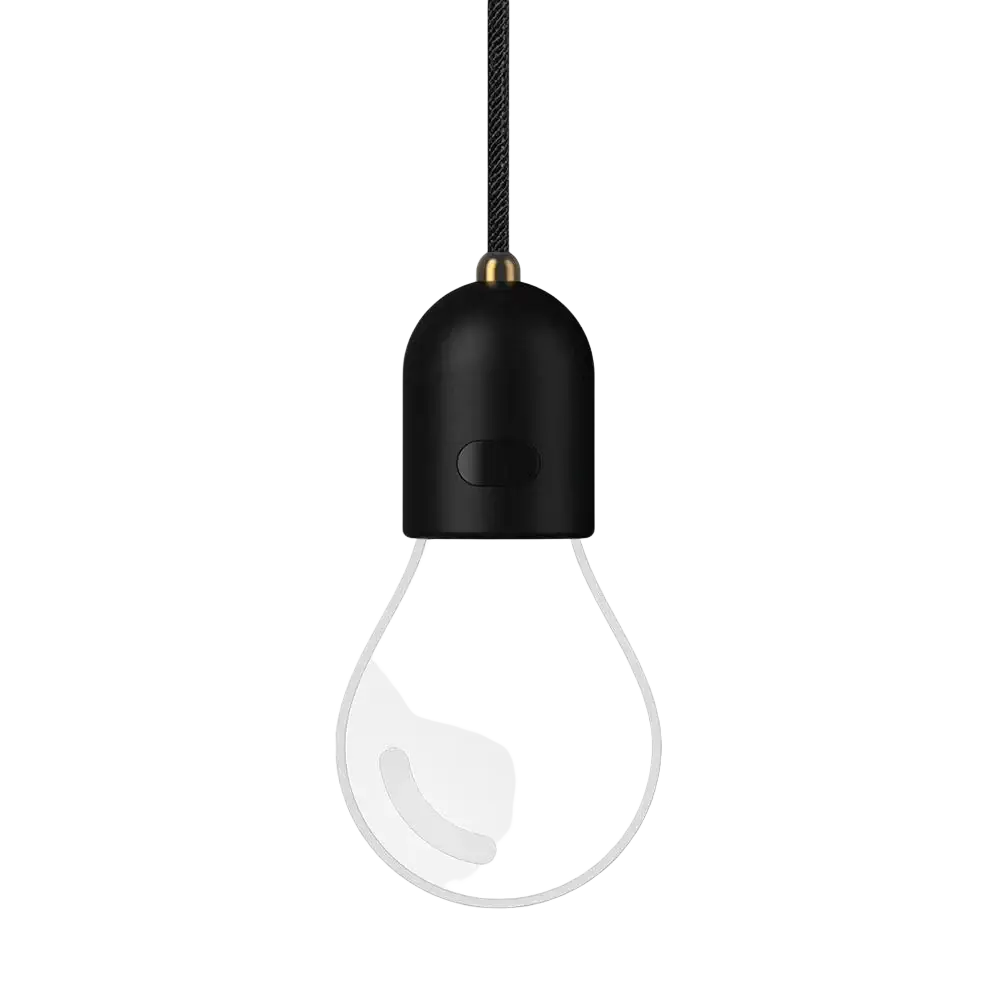 Black decorative led car hanging bulb with clear glass and matte black cap for ambient lighting
