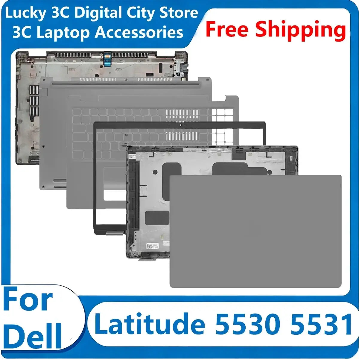 Gray plastic laptop chassis components for dell latitude 5530 5531 replacement case 09t2nw 026rhc back side