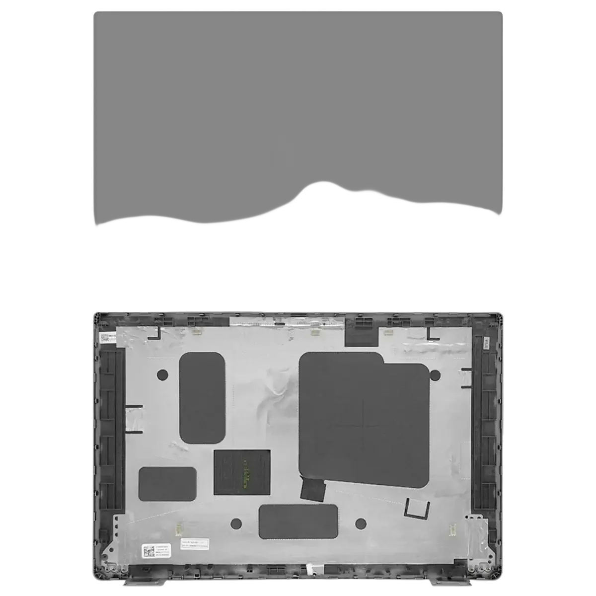 Gray plastic dell latitude 5530 5531 replacement laptop base 09t2nw with black adhesive pads and metal frame backside