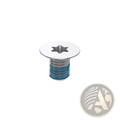 Silver-colored stainless steel dell xps bottom case screw with star-shaped drive head and blue-coated threaded shaft