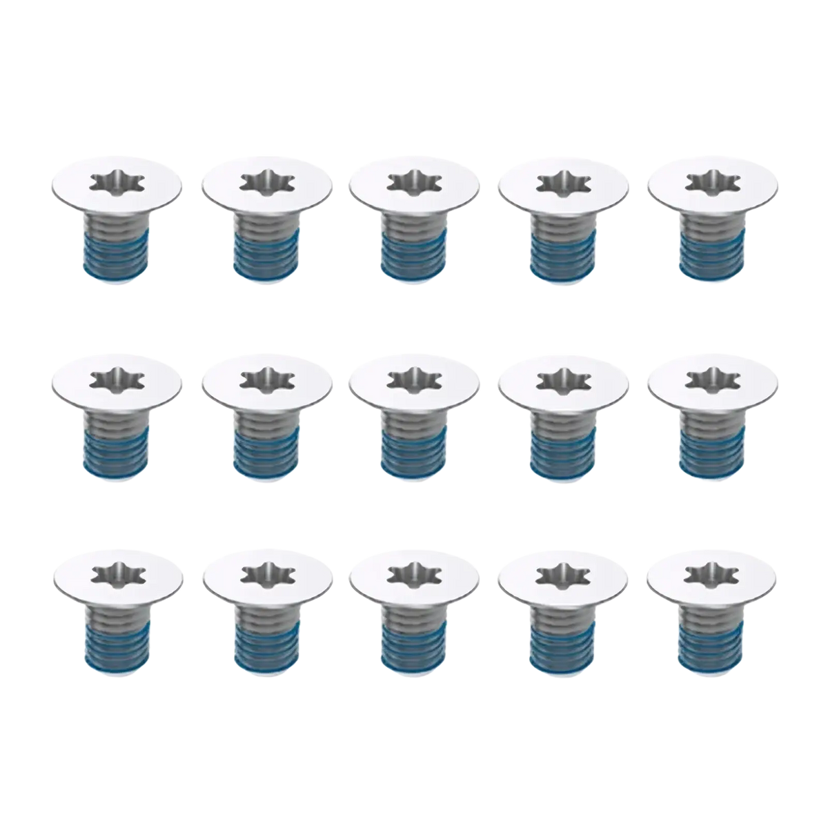 Set of ten silver-colored metal Phillips head screws with blue threads for Dell XPS 13 bottom case replacement