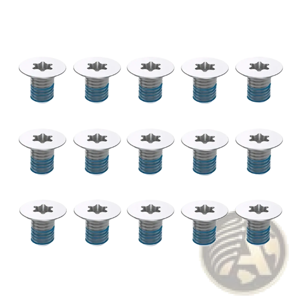 Set of ten silver-colored metal Phillips head screws with blue threads for Dell XPS 13 bottom case replacement