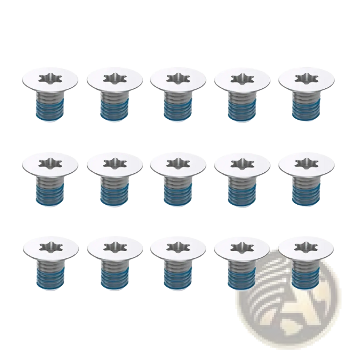 Set of ten silver-colored metal Phillips head screws with blue threads for Dell XPS 13 bottom case replacement